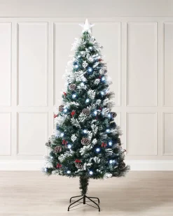 WeRChristmas Pre-Lit Fibre Optic Frosted Christmas Tree With Tree Topper, 5 Ft