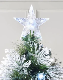 WeRChristmas Pre-Lit Fibre Optic Frosted Christmas Tree With Tree Topper, 5 Ft
