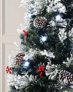 WeRChristmas Pre-Lit Fibre Optic Frosted Christmas Tree With Tree Topper, 7 Ft