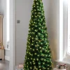 WeRChristmas Pre-Lit Fibre Optic Pencil Christmas Tree With Warm White LED Stars, 5 Ft