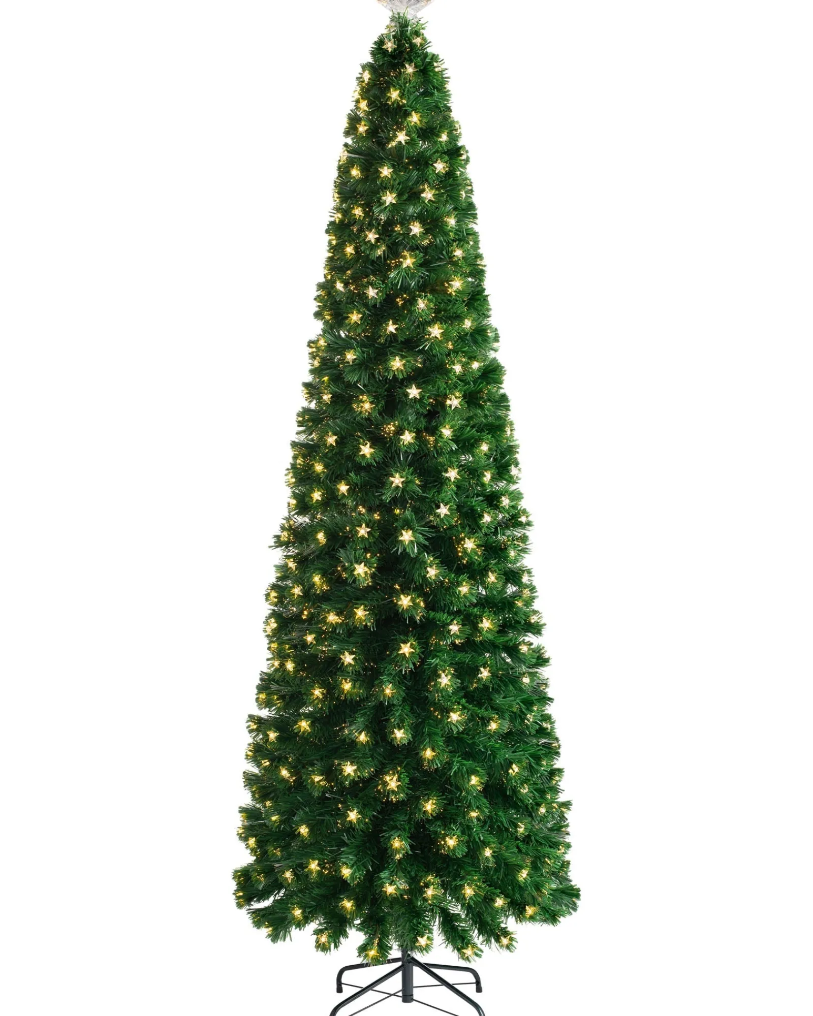 WeRChristmas Pre-Lit Fibre Optic Pencil Christmas Tree With Warm White LED Stars, 5 Ft