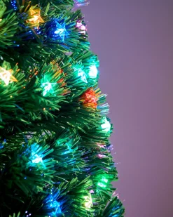 WeRChristmas Pre-Lit Fibre Optic Pencil Christmas Tree With Multi-Coloured LED Stars, 6 Ft