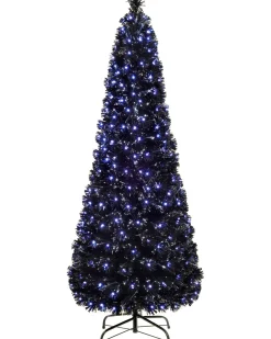 WeRChristmas Pre-Lit Fibre Optic Slim Black Christmas Tree, 5 Ft