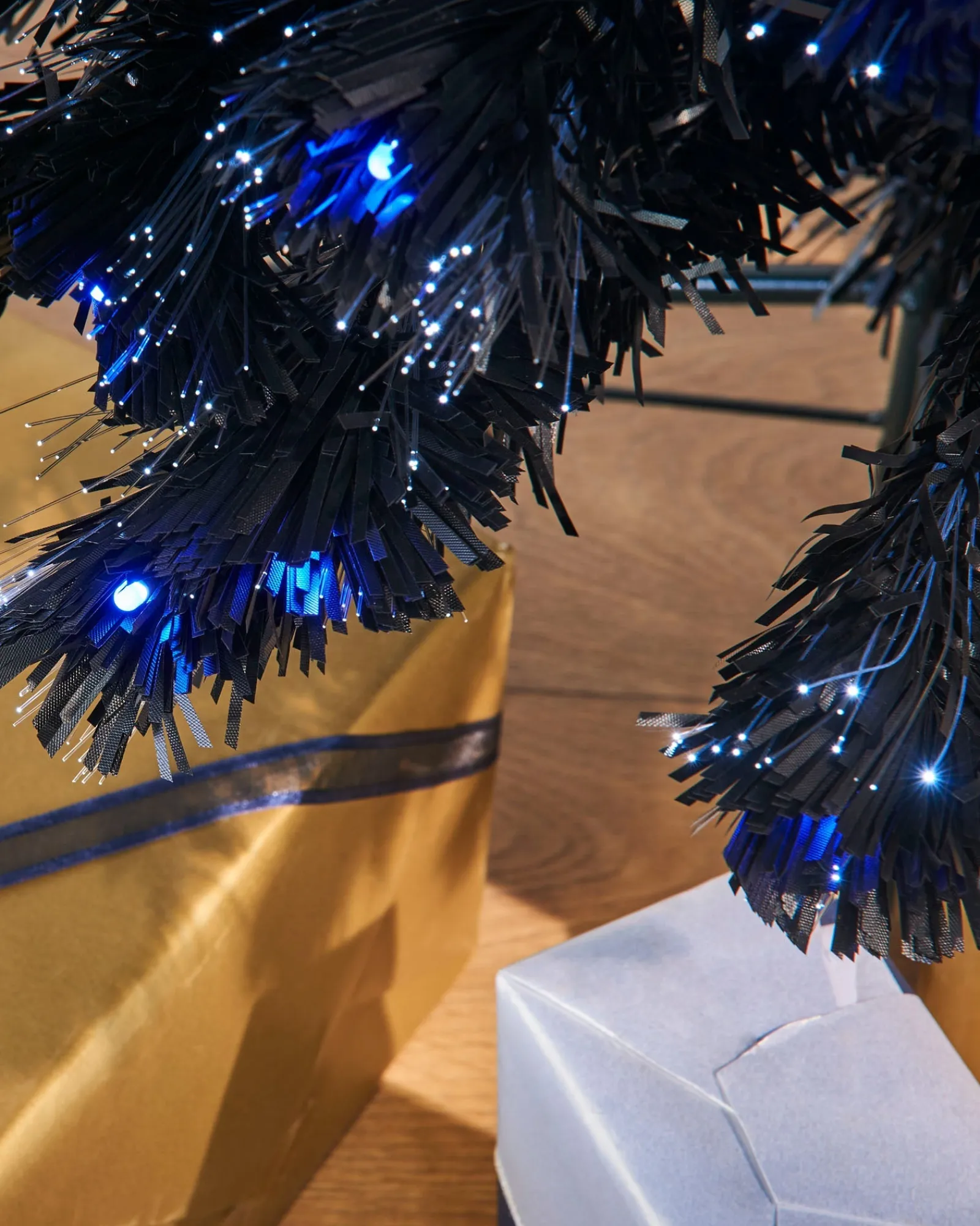 WeRChristmas Pre-Lit Fibre Optic Slim Black Christmas Tree, 6 Ft