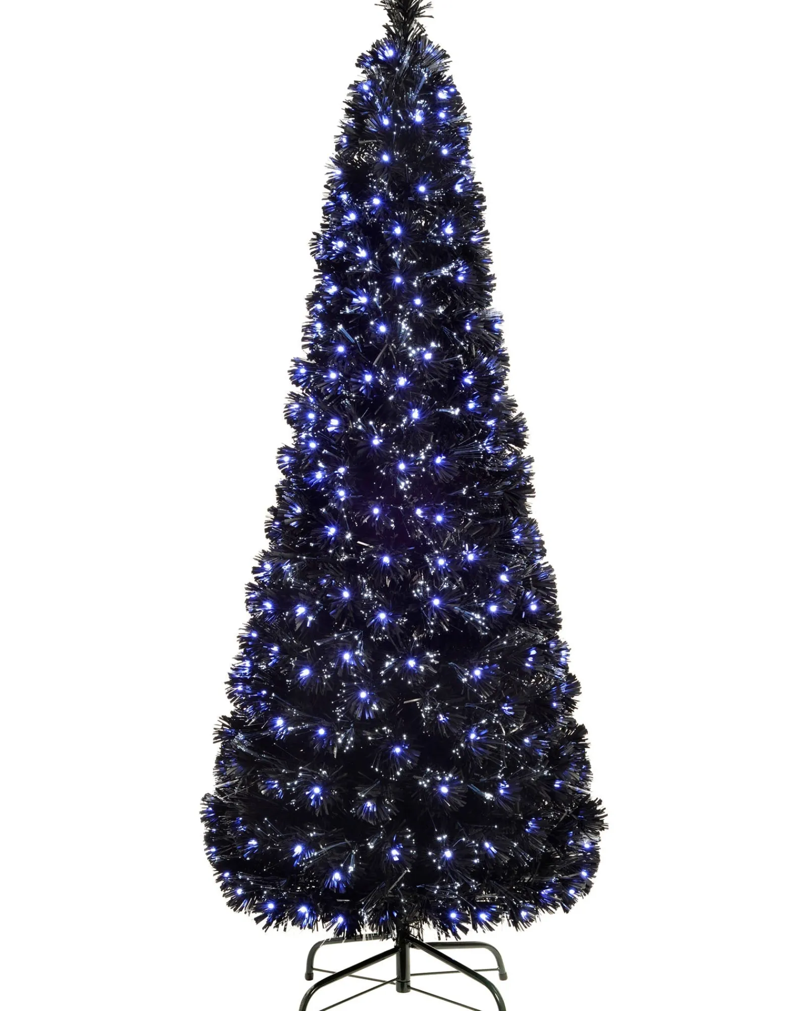 WeRChristmas Pre-Lit Fibre Optic Slim Black Christmas Tree, 6 Ft
