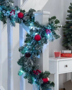 WeRChristmas Pre-Lit Frosted Decorated Garland, 9 Ft