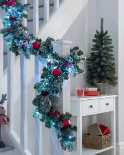 WeRChristmas Pre-Lit Frosted Decorated Garland, 9 Ft