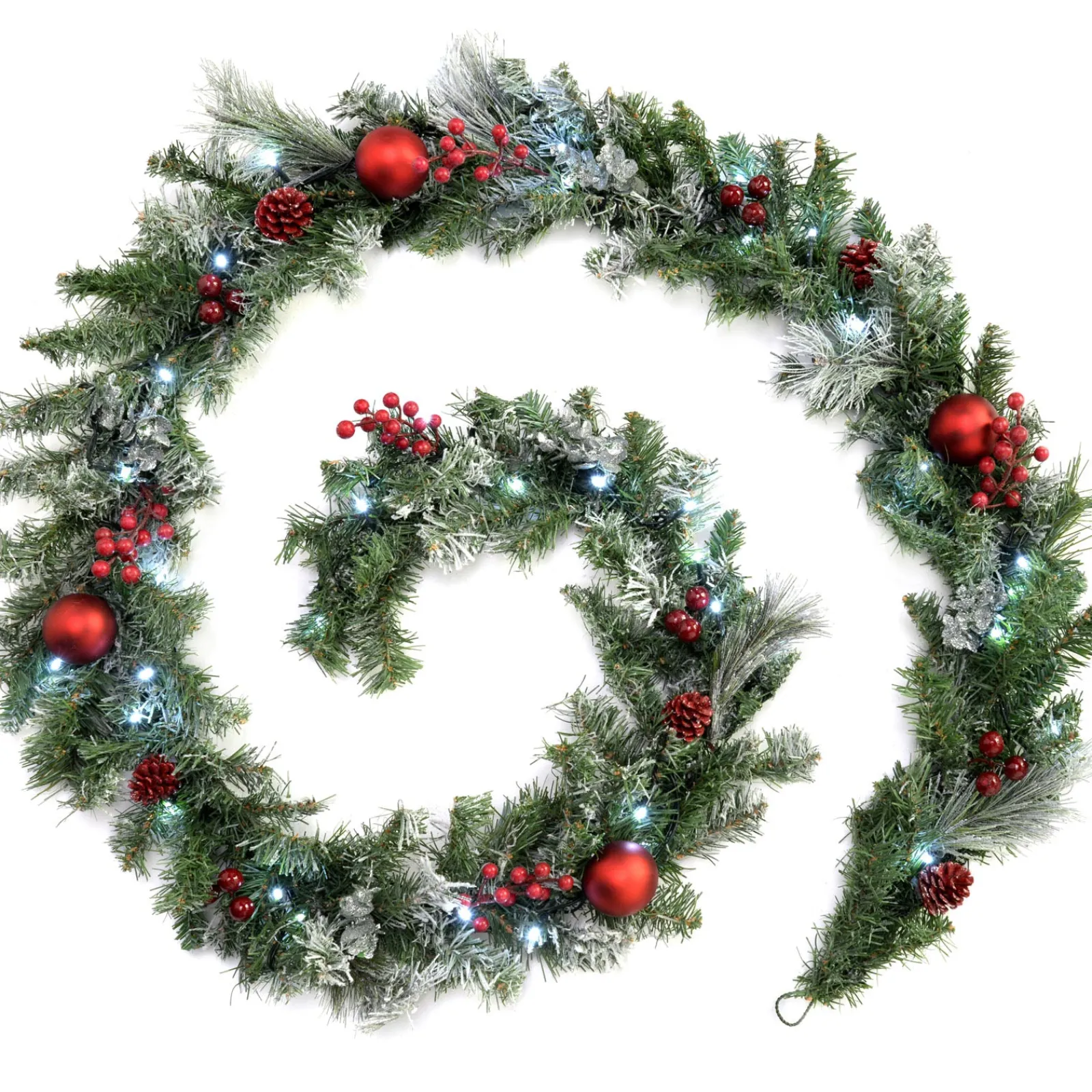 WeRChristmas Pre-Lit Frosted Decorated Garland, 9 Ft