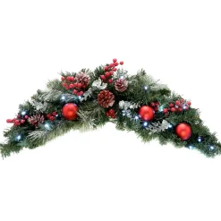 WeRChristmas Pre-Lit Frosted Decorated Arch Garland With 20 Cool White LEDs, 3 Ft