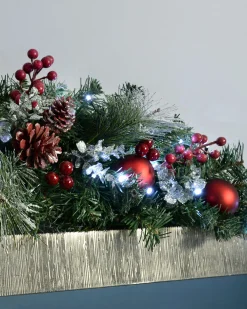 WeRChristmas Pre-Lit Frosted Decorated Arch Garland With 20 Cool White LEDs, 3 Ft