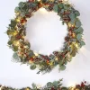WeRChristmas Pre-Lit Frosted Eucalyptus Wreath, Pinecones & Berries, 76 Cm