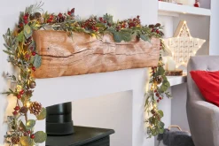 WeRChristmas Pre-Lit Frosted Eucalyptus Garland, Pinecones & Berries, 9 Ft