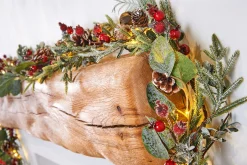 WeRChristmas Pre-Lit Frosted Eucalyptus Garland, Pinecones & Berries, 9 Ft