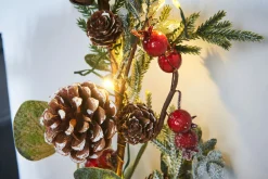 WeRChristmas Pre-Lit Frosted Eucalyptus Garland, Pinecones & Berries, 9 Ft