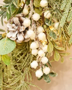 WeRChristmas Pre-Lit Frosted Eucalyptus Wreath, 76 Cm