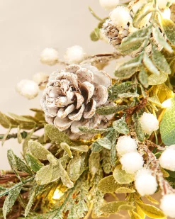 WeRChristmas Pre-Lit Frosted Eucalyptus Wreath, 76 Cm