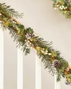 WeRChristmas Pre-Lit Frosted Eucalyptus Garland, 9 Ft