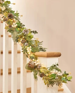 WeRChristmas Pre-Lit Frosted Eucalyptus Garland, 9 Ft