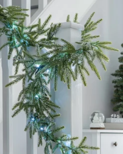 WeRChristmas Pre-Lit Frosted Fir Garland, 9 Ft
