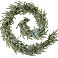 WeRChristmas Pre-Lit Frosted Fir Garland, 9 Ft