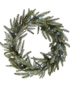 WeRChristmas Pre-Lit Frosted Fir Wreath, 50 Cm