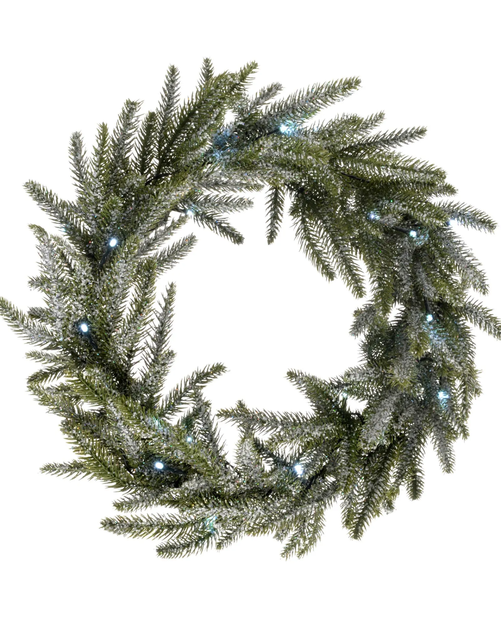 WeRChristmas Pre-Lit Frosted Fir Wreath, 50 Cm