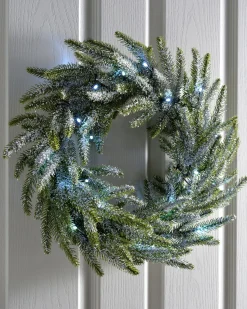 WeRChristmas Pre-Lit Frosted Fir Wreath, 50 Cm