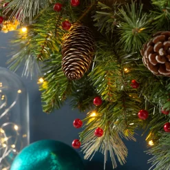 WeRChristmas Pre-Lit Frosted Garland, Pinecones & Berries, 9 Ft