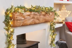 WeRChristmas Pre-Lit Frosted Mistletoe Garland, 9 Ft