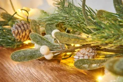 WeRChristmas Pre-Lit Frosted Mistletoe Garland, 9 Ft