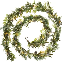 WeRChristmas Pre-Lit Frosted Mistletoe Garland, 9 Ft
