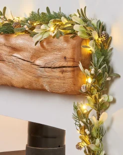 WeRChristmas Pre-Lit Frosted Mistletoe Garland, 9 Ft