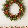 WeRChristmas Pre-Lit Frosted Red Berry Mixed Tip Wreath, 60 Cm
