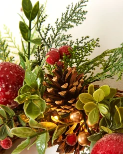 WeRChristmas Pre-Lit Frosted Red Berry Mixed Tip Wreath, 60 Cm