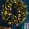 WeRChristmas Pre-Lit Frosted Wreath, Pinecones & Berries, 60 Cm