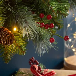 WeRChristmas Pre-Lit Frosted Wreath, Pinecones & Berries, 60 Cm