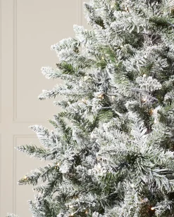 WeRChristmas Pre-Lit Full Bodied Snow Flocked Christmas Tree, 7 Ft