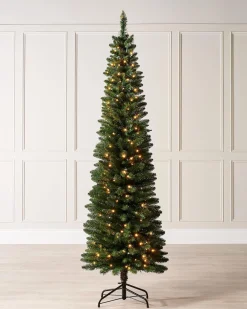WeRChristmas Pre-Lit Green Pencil Christmas Tree, 6.5 Ft