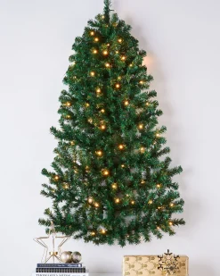 WeRChristmas Pre-Lit Green Wall Mounted Christmas Tree, 3 Ft