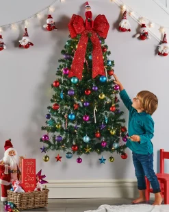 WeRChristmas Pre-Lit Green Wall Mounted Christmas Tree, 3 Ft