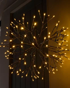 WeRChristmas Pre-Lit Hanging Silver Branch Ball With Warm White LEDs, 50 Cm