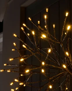 WeRChristmas Pre-Lit Hanging Silver Branch Ball With Warm White LEDs, 50 Cm