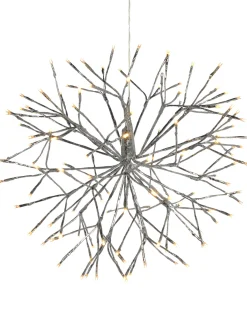 WeRChristmas Pre-Lit Hanging Silver Branch Ball With Warm White LEDs, 50 Cm