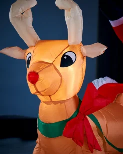 WeRChristmas Pre-Lit Inflatable Animated Santa With Sleigh, 6 Ft