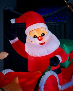WeRChristmas Pre-Lit Inflatable Animated Santa With Sleigh, 6 Ft