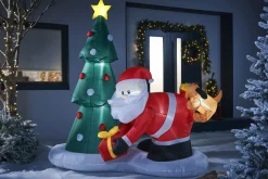WeRChristmas Pre-Lit Inflatable Christmas Tree With Santa & Dog, 7 Ft