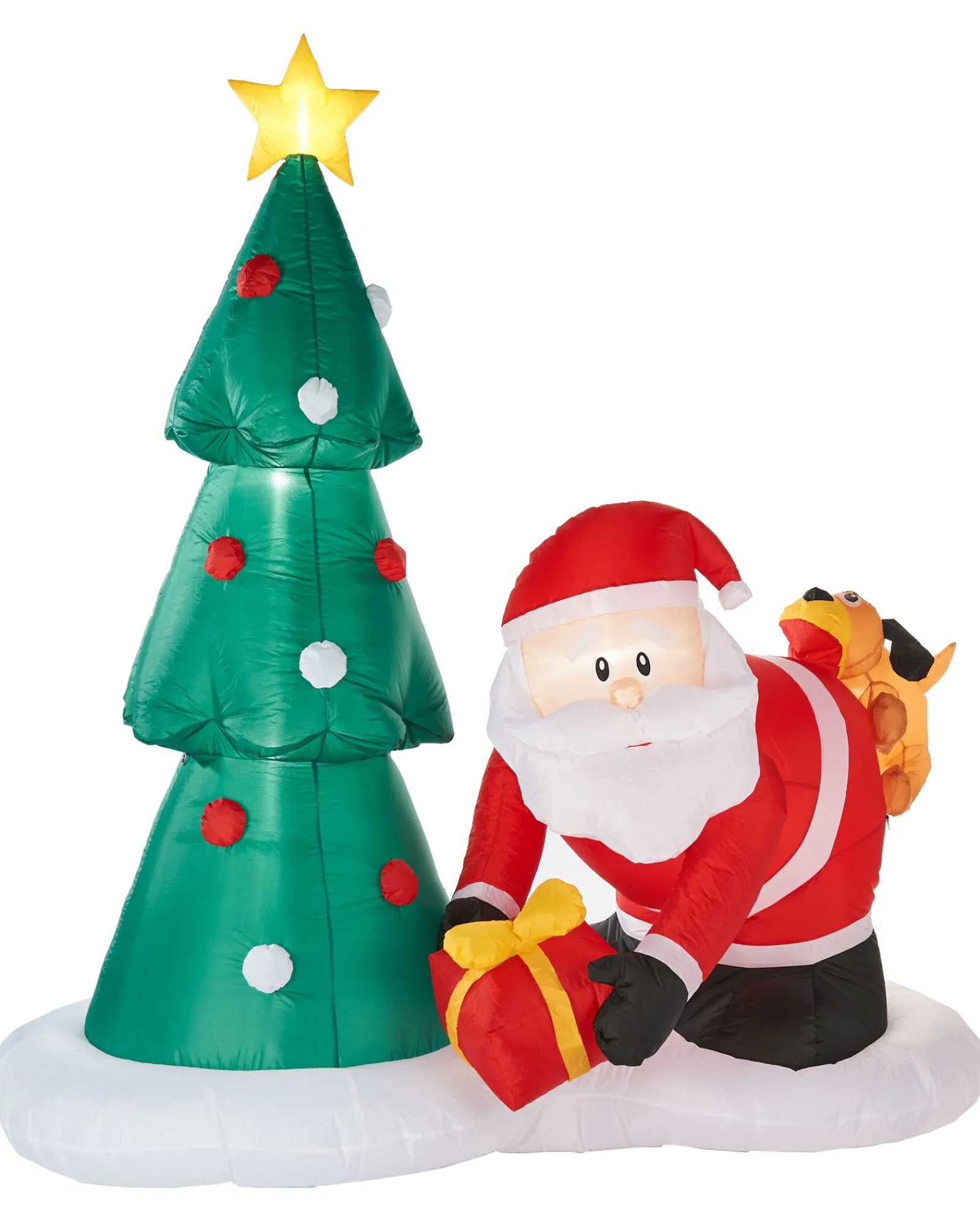 WeRChristmas Pre-Lit Inflatable Christmas Tree With Santa & Dog, 7 Ft