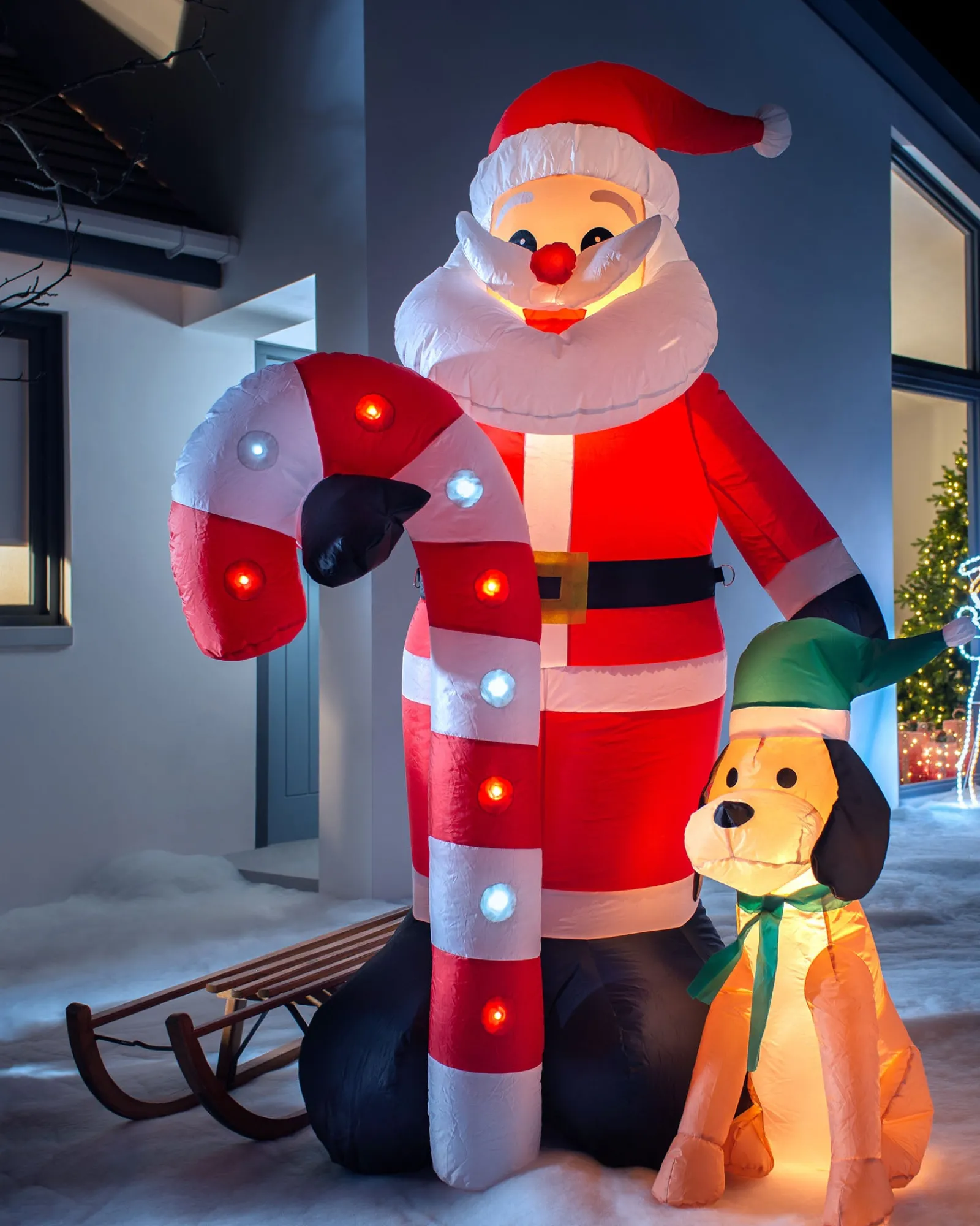 WeRChristmas Pre-Lit Inflatable Flashing Santa With Candy Cane, 6 Ft
