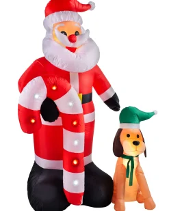 WeRChristmas Pre-Lit Inflatable Flashing Santa With Candy Cane, 6 Ft