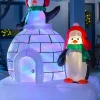 WeRChristmas Pre-Lit Inflatable Penguin Family And Igloo, 5 Ft